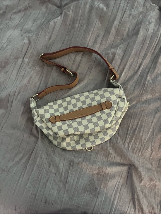 Handbags - Checked Canvas Crossbody Bag in Cream and Brown